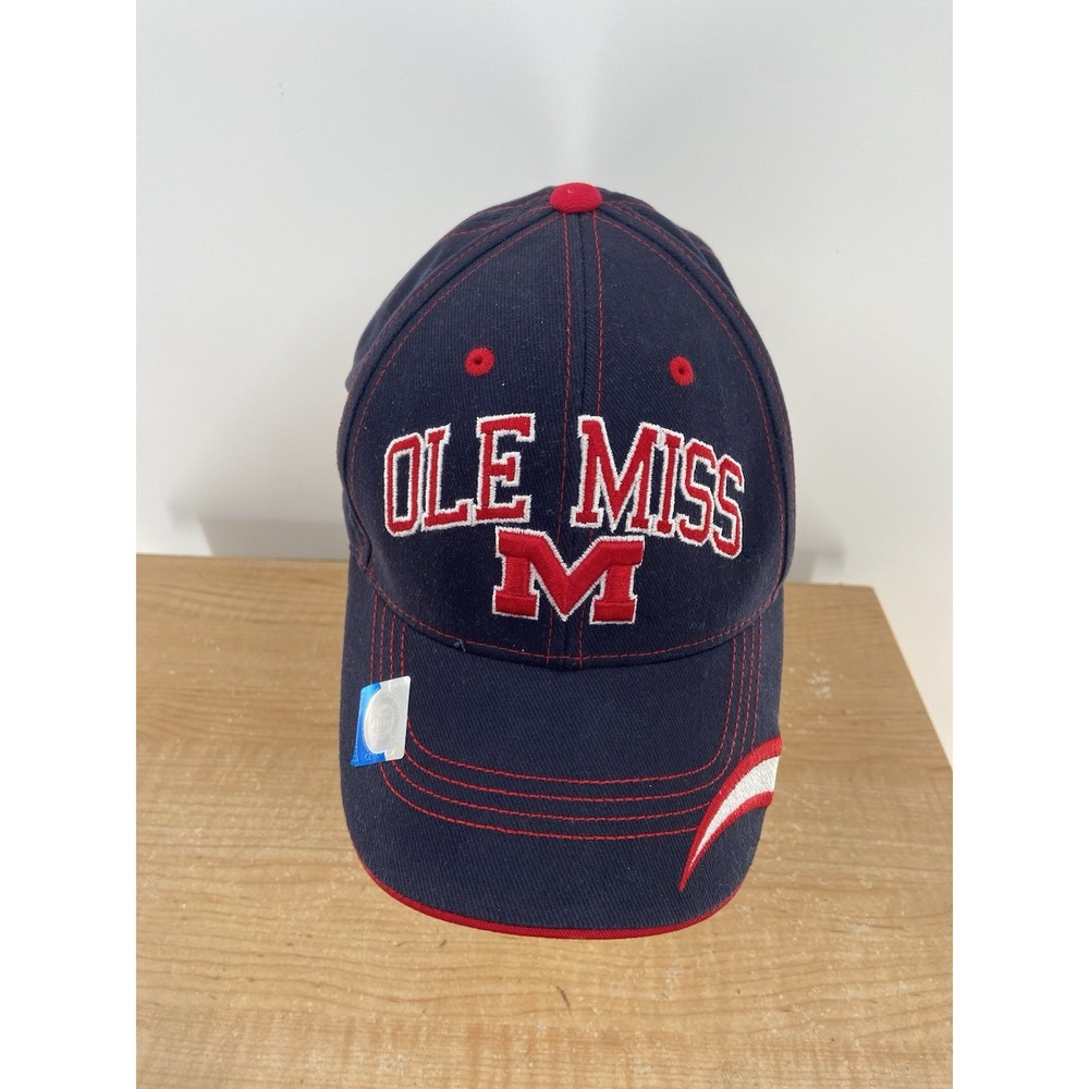Ole Miss Rebels Hat Adjustable Strapback Blue Red Adjustable Collegiate Headwear